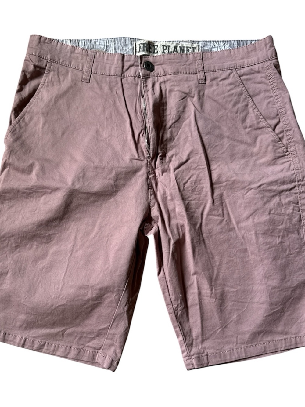 Free Planet Men's Dusty Mauve Flat Front Chino Shorts